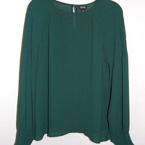 Emerald green, chiffon top